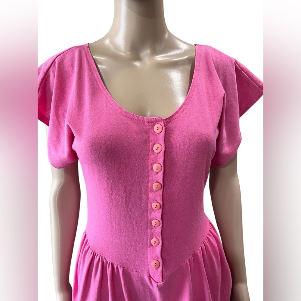 Barbiecore Appel hot Pink One Piece cotton vintage Jumpsuit Size M - Picture 3 of 12